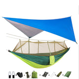 Portable Camping Hammock with Mosquito Net and Rain Fly Tarp,Hammock Canopy Nylon Hammocks Double Hammock Hiking Patio Furniture