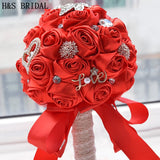 8 Colors Gorgeous Wedding Flowers Bridal Bouquets Artificial Wedding Bouquet Crystal Sparkle With Pearls
