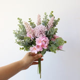 YO CHO Artificial Silk White and Purple Wedding Bouquet