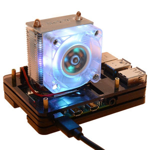 New 52Pi ICE-Tower Cooling Fan V2.0 Super heat dissipation 7 Colours Light 5-Layer Case for Raspberry Pi 4B / 3B / 3B+