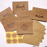 Vintage Brown Thank You Cards With Envelops Kraft Paper Cards Party Event Supplie 6 Thank You Cards 6 Envelopes 6 Stickers/LOT
