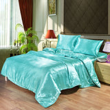 100% Satin Silk Bedding Set for Queen or King size Bed with Quilt Duvet Cover