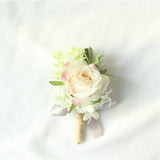 YO CHO White Silk Rose Wrist Corsage for Guests