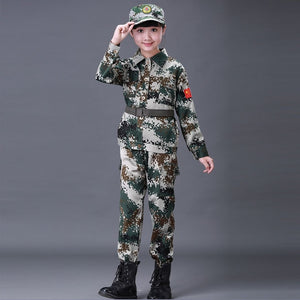 3PCs New Halloween Fancy Kids Army Soldier Cosplay Costumes Military Uniform Boys Camouflage Combat Training Jackets 100-180cm