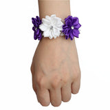6piece/lot White Red Hand Wrist Flower Satin Rose Bride Bridesmaid Wrist Corsage Bracelet Wedding Hands Prom Accessoirs SW0678-Z