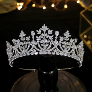 Tiaras and Corona Luxury Retro New Cubic Zircon Women's Wedding Party Hair Accessories Headdress Princess Crown