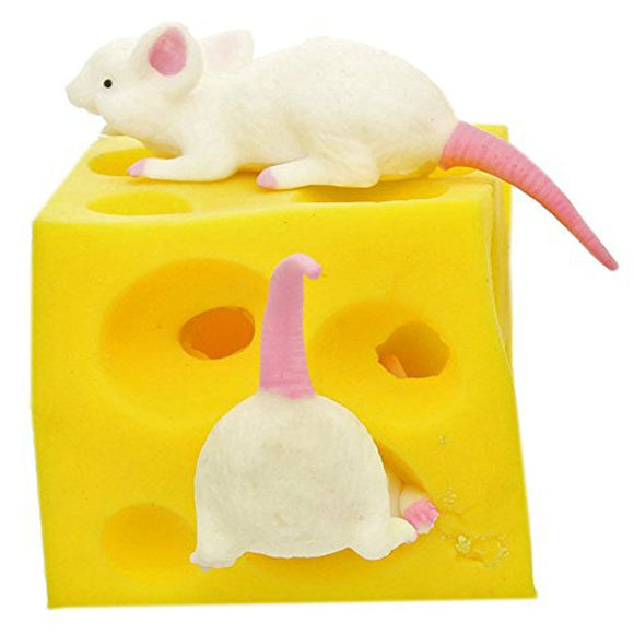 Mouse and Cheese Toy  Sloth Hide and Seek Stress Relief Toy 2 Squishable Figures And Cheese Block Stressbusting Fidget Toys