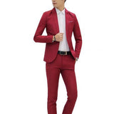 (Jacket+Pant) Luxury Men Wedding Suit Male Blazers Suits For Men Costume Business Formal Party Blue Classic red - shopwishi 