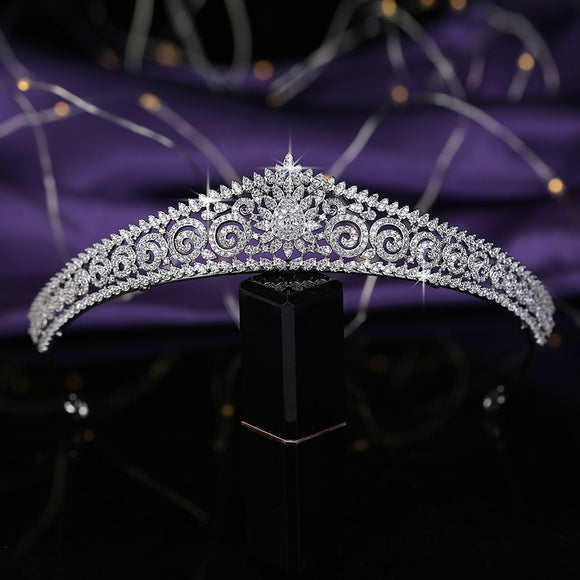 Crown HADIYANA Magnificent Dignified Tiara for Women's Hair Accessory