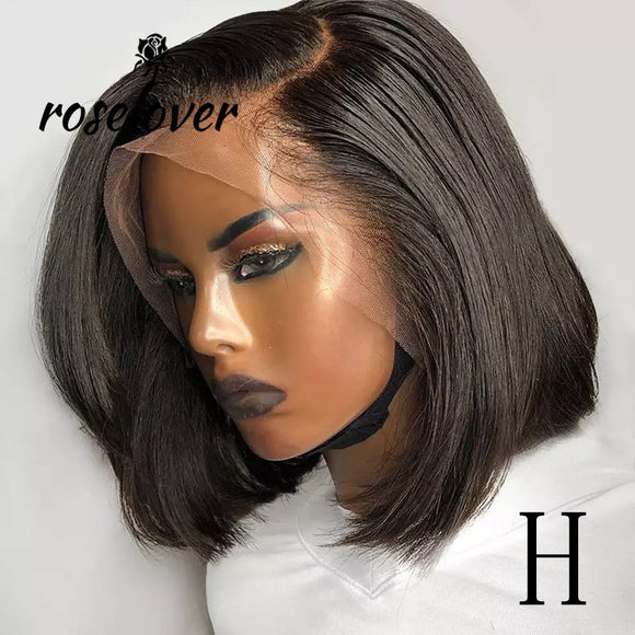 13*4 Lace Front Human Hair Wigs 150% Straight BOB Wig Remy Brazilian Human Hair Wigs Pre Plucked Bleached Knots Short Wig 8-16“