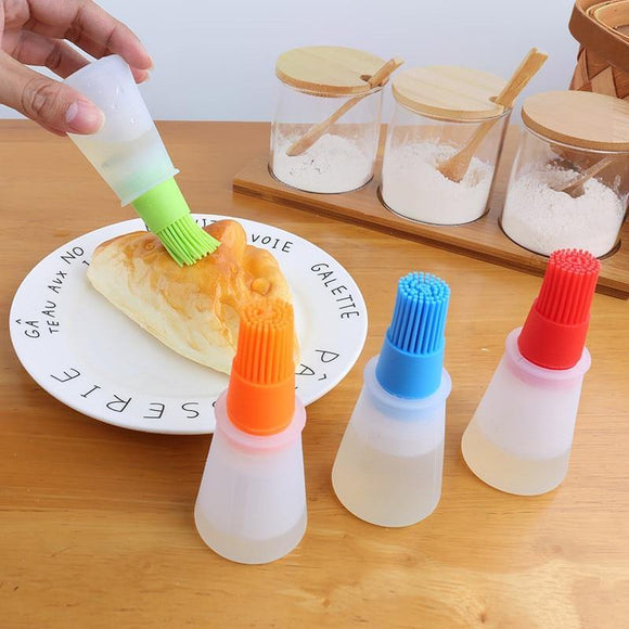 1 Pcs Portable Silicone Oil Bottle with Brush Grill Oil Brushes Liquid Oil Pastry Kitchen Baking BBQ Tool Kitchen Tools for BBQ - shopwishi 