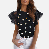 Maille o-cou Patchwork Blouses femmes