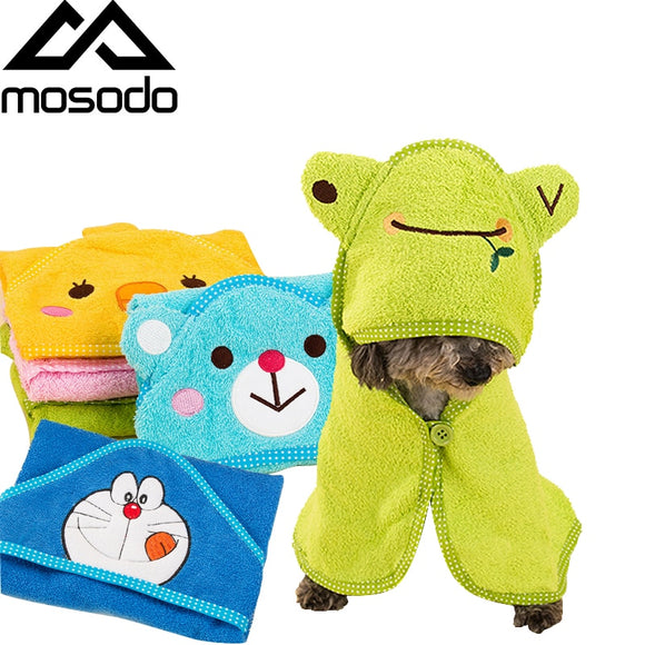 Mosodo Dog Absorbent Towel Cute Pet Dog Towel Soft Drying Bath Pet Towel For Dog Cat Hoodies Puppy Super Absorbent Bathrobes