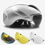 Aero helmet tt time trial cycling helmet for men women goggles race road bike helmet with lens Casco Ciclismo bicycle equipment