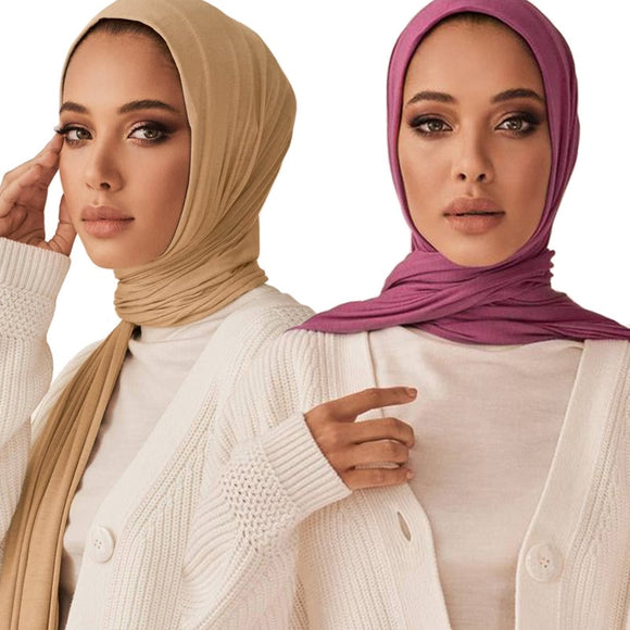 Multicolor Soft Elastic Cotton Muslim Hijab Jersey Scarf