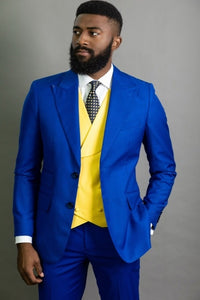 Slim Fit Groomsmen One Button Groom Tuxedos Peak Blue Lapel Men Suits Wedding Best Man 3 Pieces ( Jacket+Pants+Vest+Tie ) C825