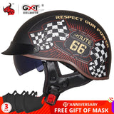 GXT DOT Certification Retro Motorcycle Helmet Moto Helmet Scooter Vintage Half Face Biker Motorbike Crash Moto Helmet Casco Moto