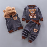 Baby Boys Girls Christmas Autumn Warm WaistCoat + Sweatshirt + Pants 3Pcs Infant Kids Children Sports Suit Toddler Clothes W168