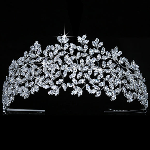 Crown HADIYANA Leaves Design Vintage Women Wedding Bridal Hair Accessories Party Tiaras And Crown Cubic Zircon BC5170 Corona