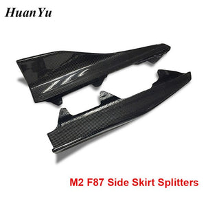 1pair M2 F87 Carbon Fiber Side Skirt for BMW 2 Serie Side Bumper Flaps Panel Splitters 2016 2017 2018 Car Styling Auto Parts