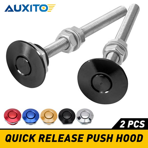 2Pcs 30mm Aluminum Alloy Push Button Quick Release Hood Pins Bonnet Lock Clip Latch Bumper Universal Auto Replacement Parts