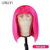 Pink Bob Wig Malaysian Lace Front Human Hair Wigs Colored Bob Lace Front Wigs Straight 1B/99J Short Bob Wigs For Black Women