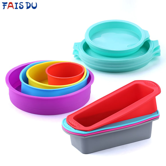 Silicone Layered Cake Mold Round Shape Rectangular Silicone Bread Pan Toast Bread Mold Cake Tray Mould Non-stick Baking Tools
