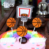 5 pcs Paper glitter basketball Cake Toppers Basketball player cake dessert Adorn card Flags Decor Cake Baking DIY Party Supplies