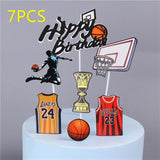 5 pcs Paper glitter basketball Cake Toppers Basketball player cake dessert Adorn card Flags Decor Cake Baking DIY Party Supplies