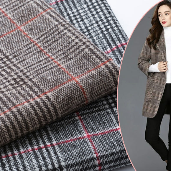 Width 150cm Wool Polyester Blend Tartan Plaid Houndstooth Fabric British Woolen Clothing Material For Suit Trousers Coat Cloth
