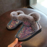 2020 Kid's Genuine Leather Fur Martin Rabbit Boots with Sequins