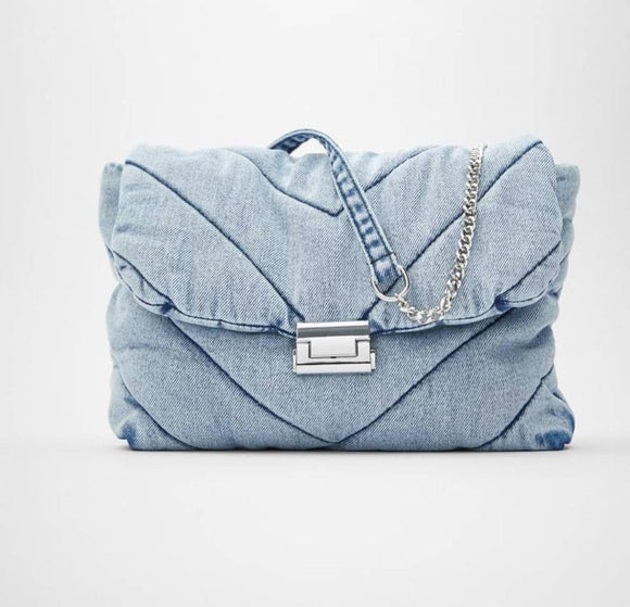 Luxury Designer Jean Crossbody Shoulder bag for Women with Denim Chain