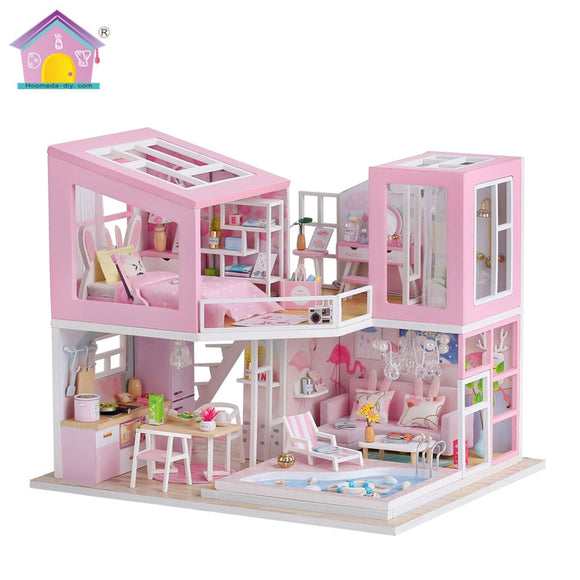 DIY 3D Wooden Miniature Handmade Furnitures Doll House Model Building Kits Toys Dollhouse For Children Adult Birthday Gifts M915