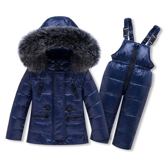 Winter Children Ski Snow Suit Warm Clothing Set down Jacket Overalls toddler Boy baby girl Clothes Kids thin Outerwear coat