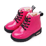 New Boots for Children Size 21-35 Martin Boots for Girl PU Leather Waterproof Winter Kids Snow Shoes Girls Rubber Boots