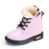 New Boots for Children Size 21-35 Martin Boots for Girl PU Leather Waterproof Winter Kids Snow Shoes Girls Rubber Boots