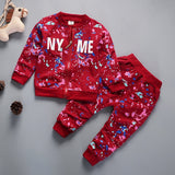 Spring Autumn Baby Boys Girls Print Ink Clothing Suits Children Jacket Pants 2Pcs/Sets Fashion Kids Clothes Tracksuits