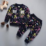 Spring Autumn Baby Boys Girls Print Ink Clothing Suits Children Jacket Pants 2Pcs/Sets Fashion Kids Clothes Tracksuits