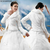Red/White Wedding Bolero Winter Bridal Shrug Faux Fur Wedding Shawls Women Wraps Bridal Jacket Party Coat Bridal Shawl