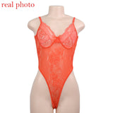 Sheer Lace Bodysuit Women Backless Transparent Mesh Bow Sexy Jumpsuit