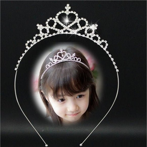 New Cute Heart Princess Crown Tiara Rhinestone Corona Diadem Hairwear Hair Jewelry Lovely Wedding Girls Bridesmaid Headband