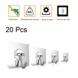 20/10 Pcs Hooks Transparent Strong Self Adhesive Door Wall Hangers Hooks Suction Heavy Load Rack Cup Sucker for Kitchen Bathroom