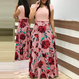 Bohemian Beach Dress Women Summer Casual Sleeveless Split Floral Off Shoulder Maxi Long Boho Dress Clothing Robe Female