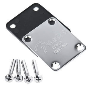 Electric Guitar Bass Neck Plate & Screws For Strat Tele ST TL -- Chrome or Black Stainless Steel For Fender Bass Corona Guitars