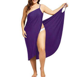 Plus Size Summer Beach Sexy Women Solid Color Wrap Dress Bikini Cover Up Sarongs