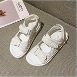 Trends Sandals Summer New Flat British Wind Velcro Embroidery Thick-soled Casual Casual Roman Fragrance Designer Shoes Star