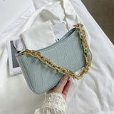 Stone Pattern PU Leather Armpit Bag For Women 2021 Solid Color Chain Shoulder Handbags Female Travel Fashion  Hand Bag