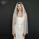 TOPQUEEN V30 1 Tier Cute Edge Bridal Wedding Veil Elegant Wedding Veil Short Veil with Comb Wedding Veil Elbow Length Veil