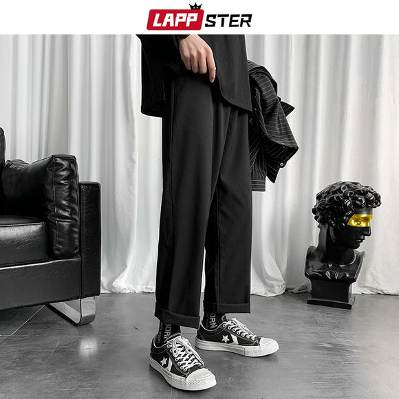 LAPPSTER Mens Black Korean Harem Pants 2021 Japanese Streetwear Joggers Harajuku Sweatpants Hip Hop Casual Trousers Plus Size