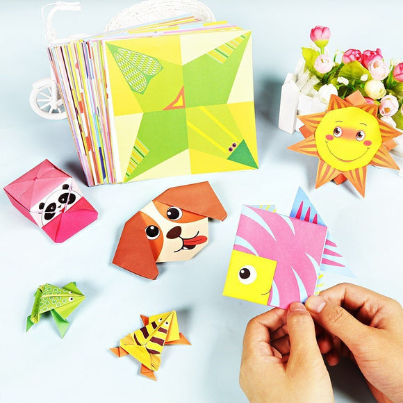 54 Pages Montessori Toys DIY Kids Craft Toy 3D Cartoon Animal Origami Handcraft Paper Art Learning Educational Toys for Children